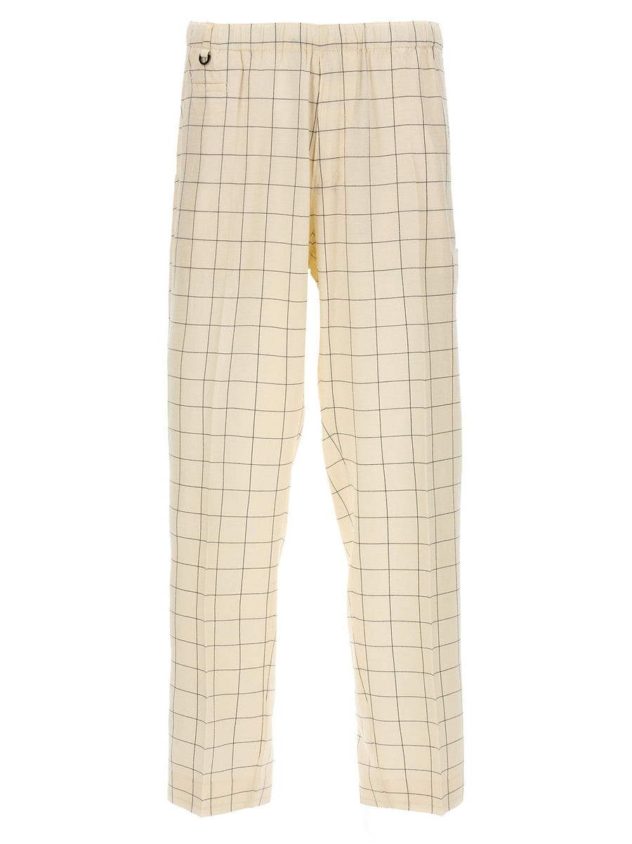 Undercover Checkered Pants For Men Luxury Rayon Blend With Drape And Allover Pattern