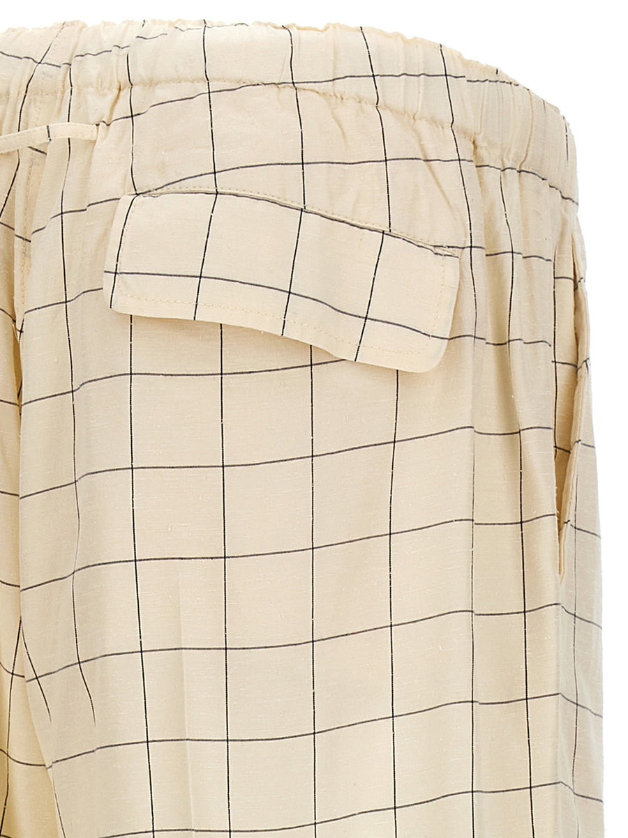 Undercover Checkered Pants For Men Luxury Rayon Blend With Drape And Allover Pattern