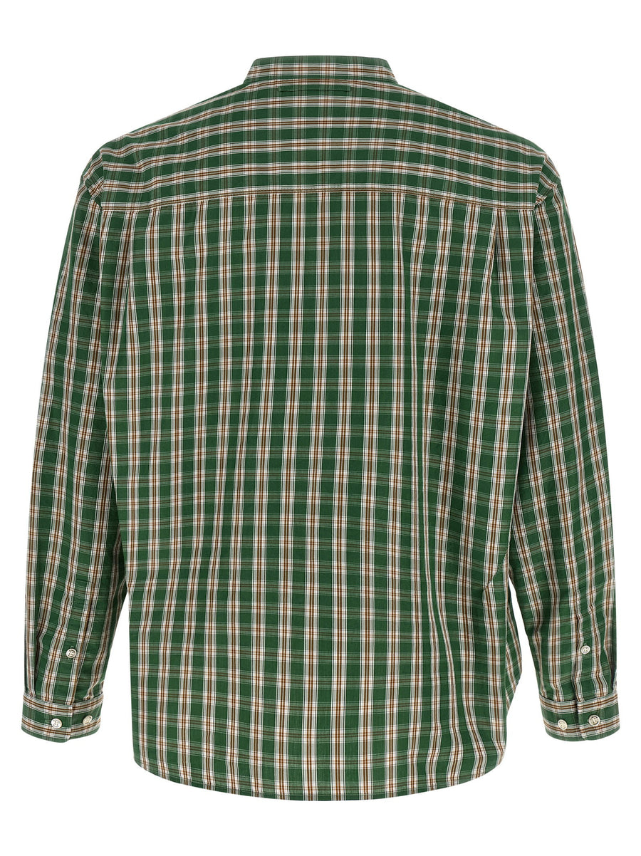 Undercover The Shepherd Green Wrinkled Check Mandarin Collar Shirt