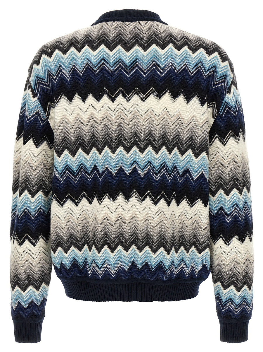 Missoni Caperdoni Zigzag Multicolor Wool Blend Crewneck Sweater