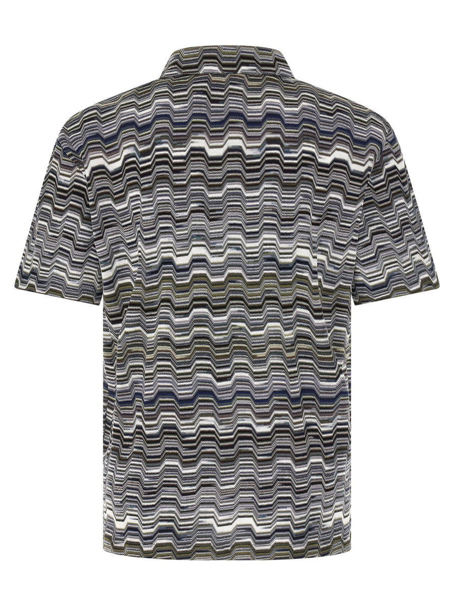 Missoni Zigzag Polo Shirt Luxury For Men 100 Percent Cotton Green Jacquard Knit Texture Spring Summer 2026