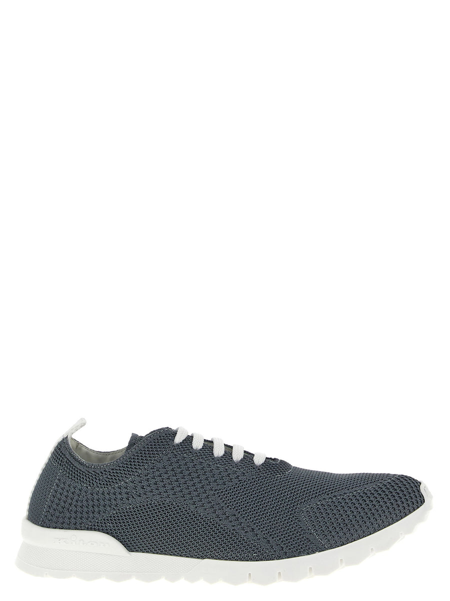 Kiton Fits Sneakers Luxury Gray Mesh Breathable Comfort For Men Lace Up Embroidered Logo