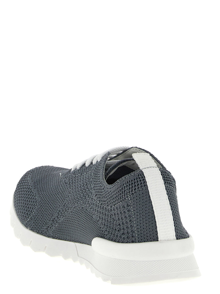 Kiton Fits Sneakers Luxury Gray Mesh Breathable Comfort For Men Lace Up Embroidered Logo