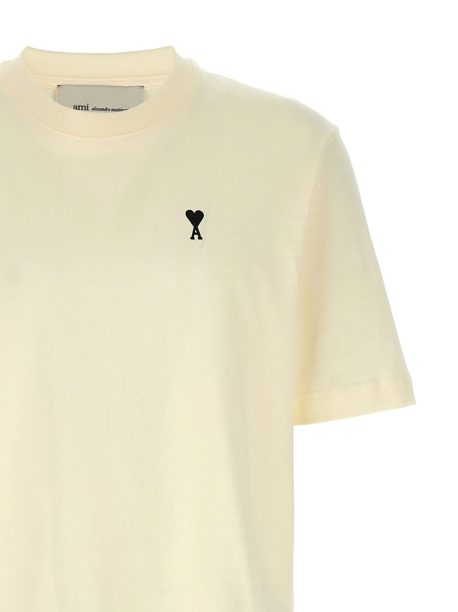 Ami Paris Place Des Victoires Cotton T Shirt For Women Beige