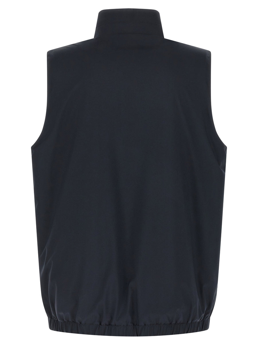 Kiton Double Face Reversible Vest For Men Premium Nylon And Cotton Jersey Blue Luxury