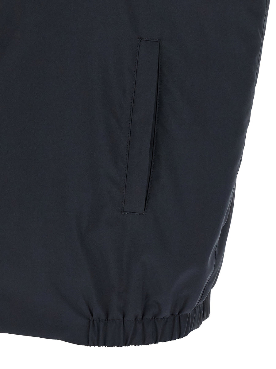 Kiton Double Face Reversible Vest For Men Premium Nylon And Cotton Jersey Blue Luxury