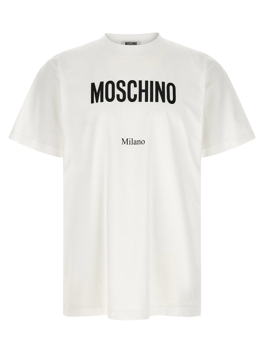 Moschino Logo Cotton T Shirt White Black Print Crew Neck Spring Summer 2026