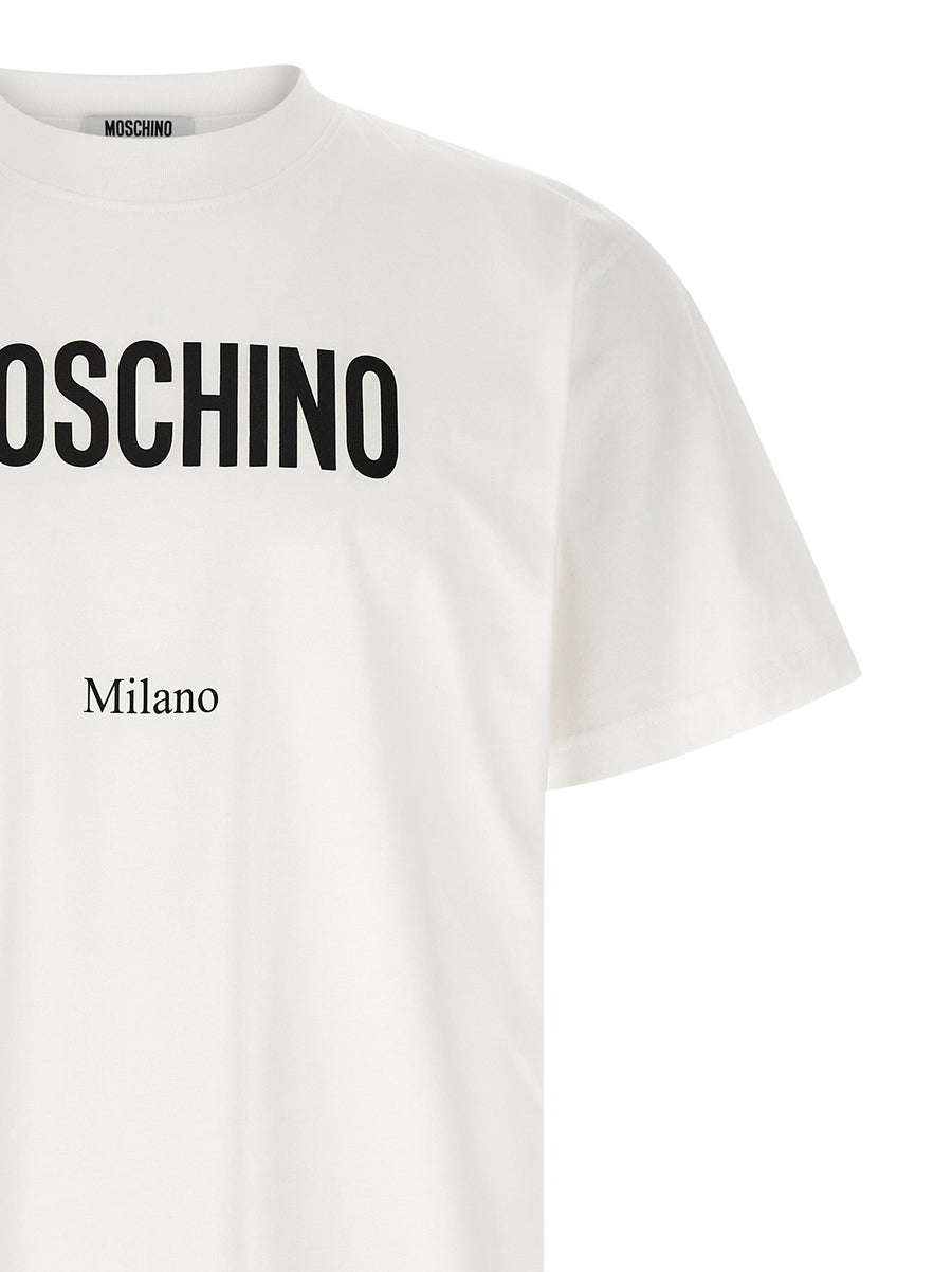 Moschino Logo Cotton T Shirt White Black Print Crew Neck Spring Summer 2026