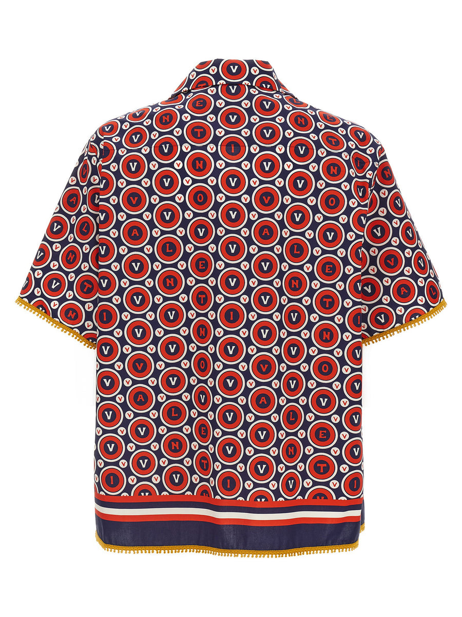 Valentino Garavani Bulles Royales Shirt For Women Luxurious Multicolor Poplin Print With V Neck Lapels Button Closure