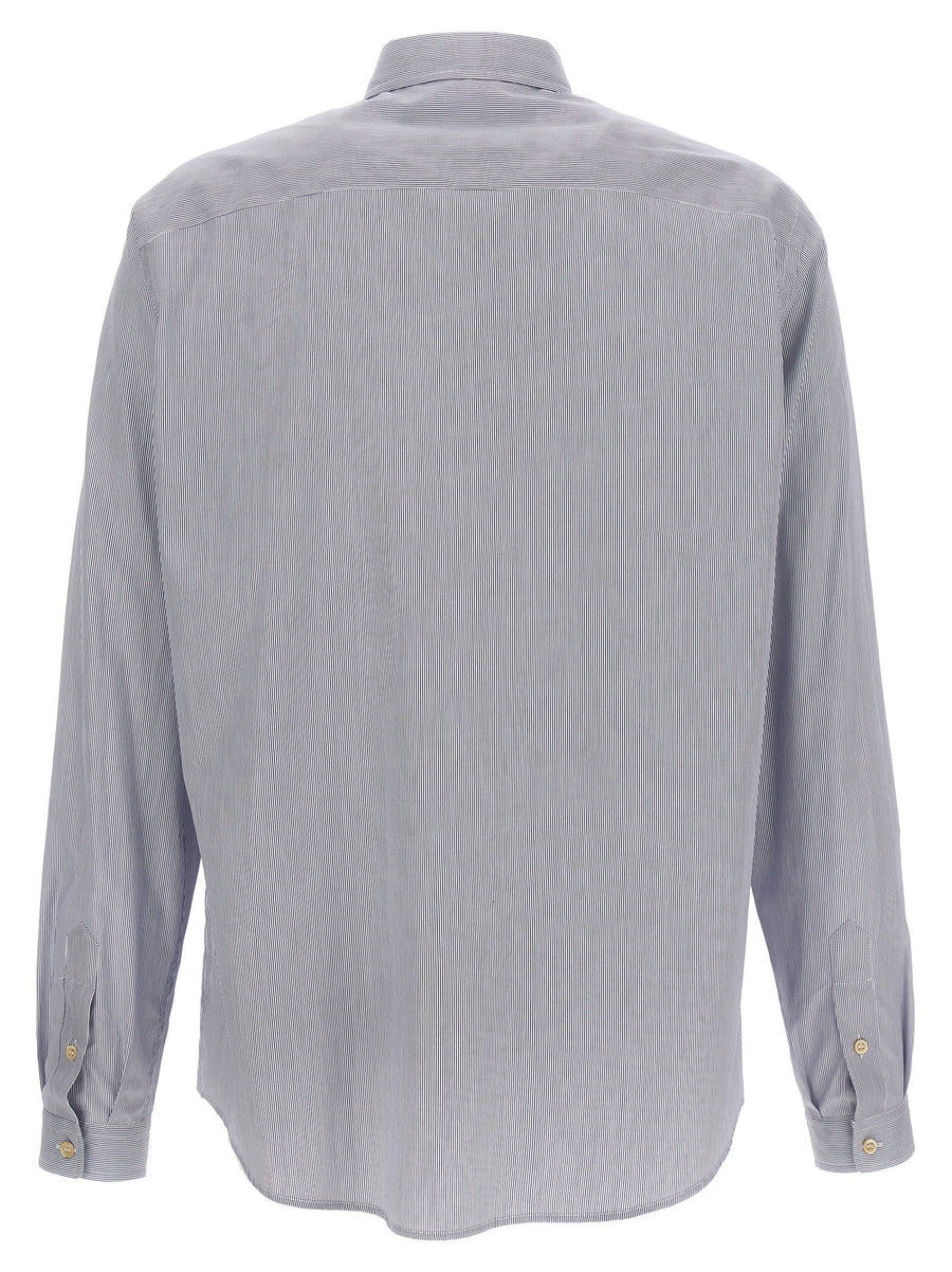 Valentino Garavani Striped Shirt For Men With Luxury 100 Percent Cotton Comfort Tailored Fit Logo Patch Pocket