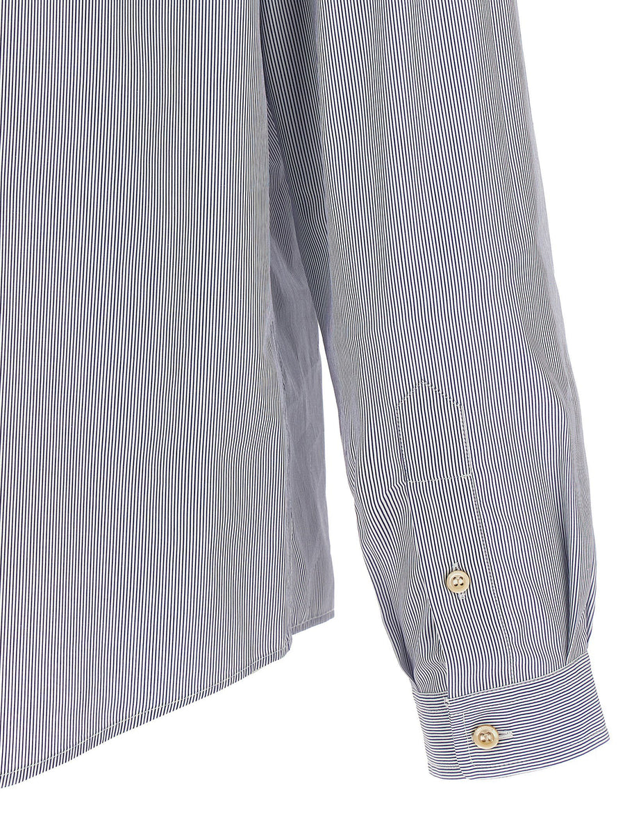 Valentino Garavani Striped Shirt For Men With Luxury 100 Percent Cotton Comfort Tailored Fit Logo Patch Pocket