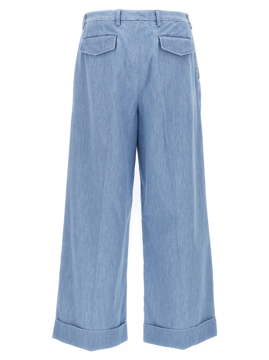 Valentino Garavani Turn Up Jeans For Women With High Rise Wide Leg And Turned Hem