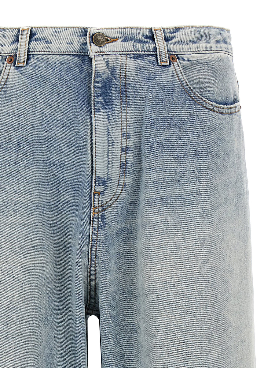 Valentino Garavani Turn Up Jeans For Men Premium Light Blue Cotton Denim With High Waist