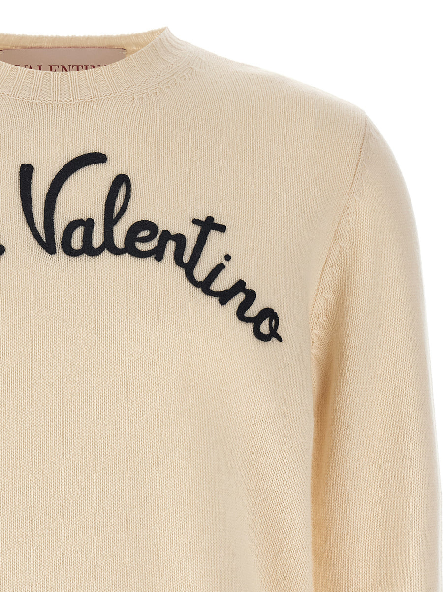 Valentino Garavani Chez Valentino Sweater for Men Premium Virgin Wool Knit with Front Embroidery