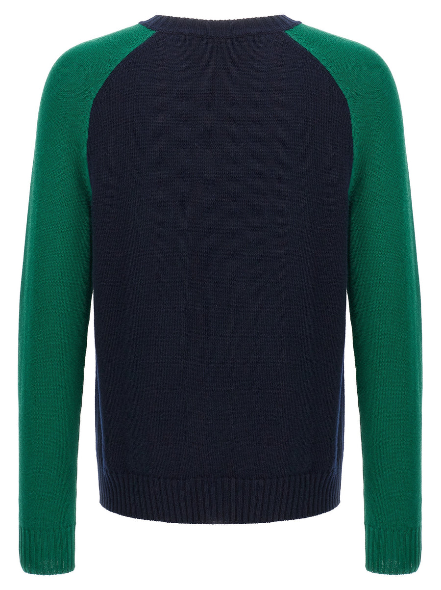 Valentino Garavani Luxurious Chez Valentino Jersey Blue Wool Blend Knit Front Jacquard Pattern for Men