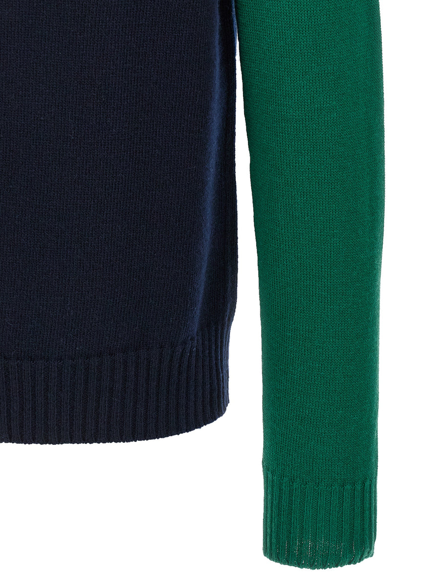 Valentino Garavani Luxurious Chez Valentino Jersey Blue Wool Blend Knit Front Jacquard Pattern for Men