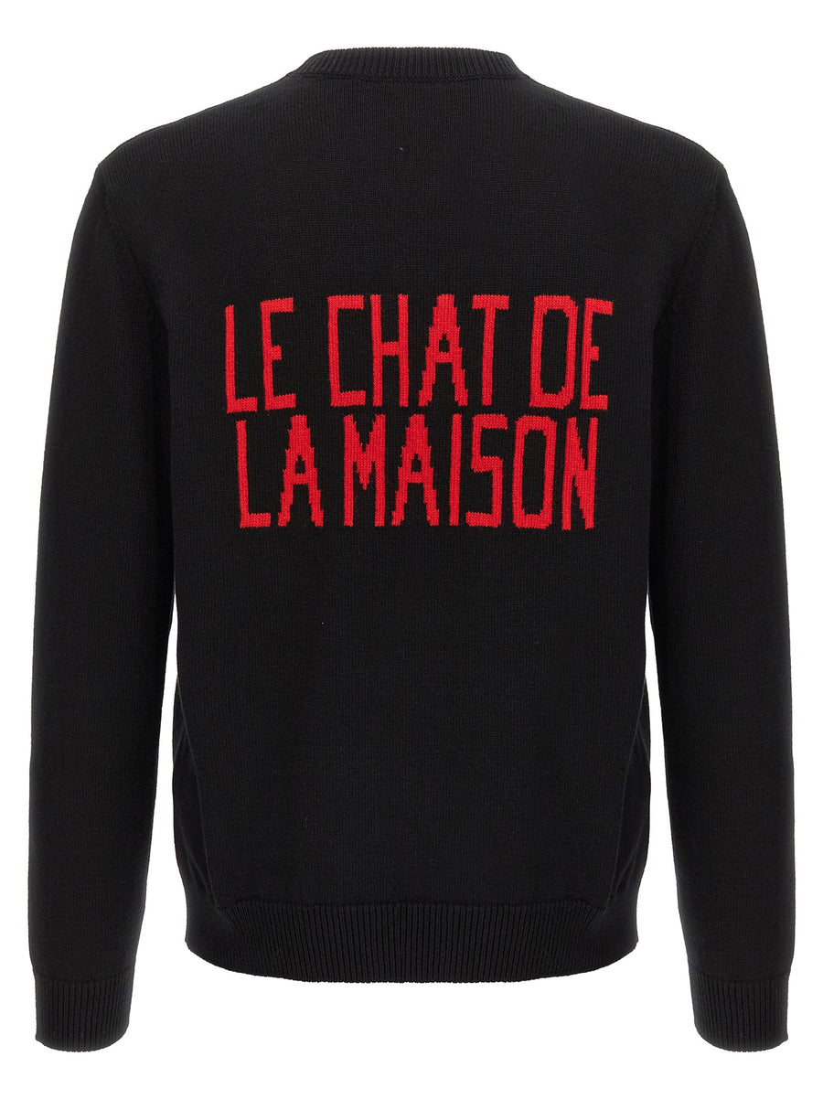 Valentino Garavani Le Chat De La Maison Embroidered Sweater For Men Front And Back Embroidery Premium Crew Neck