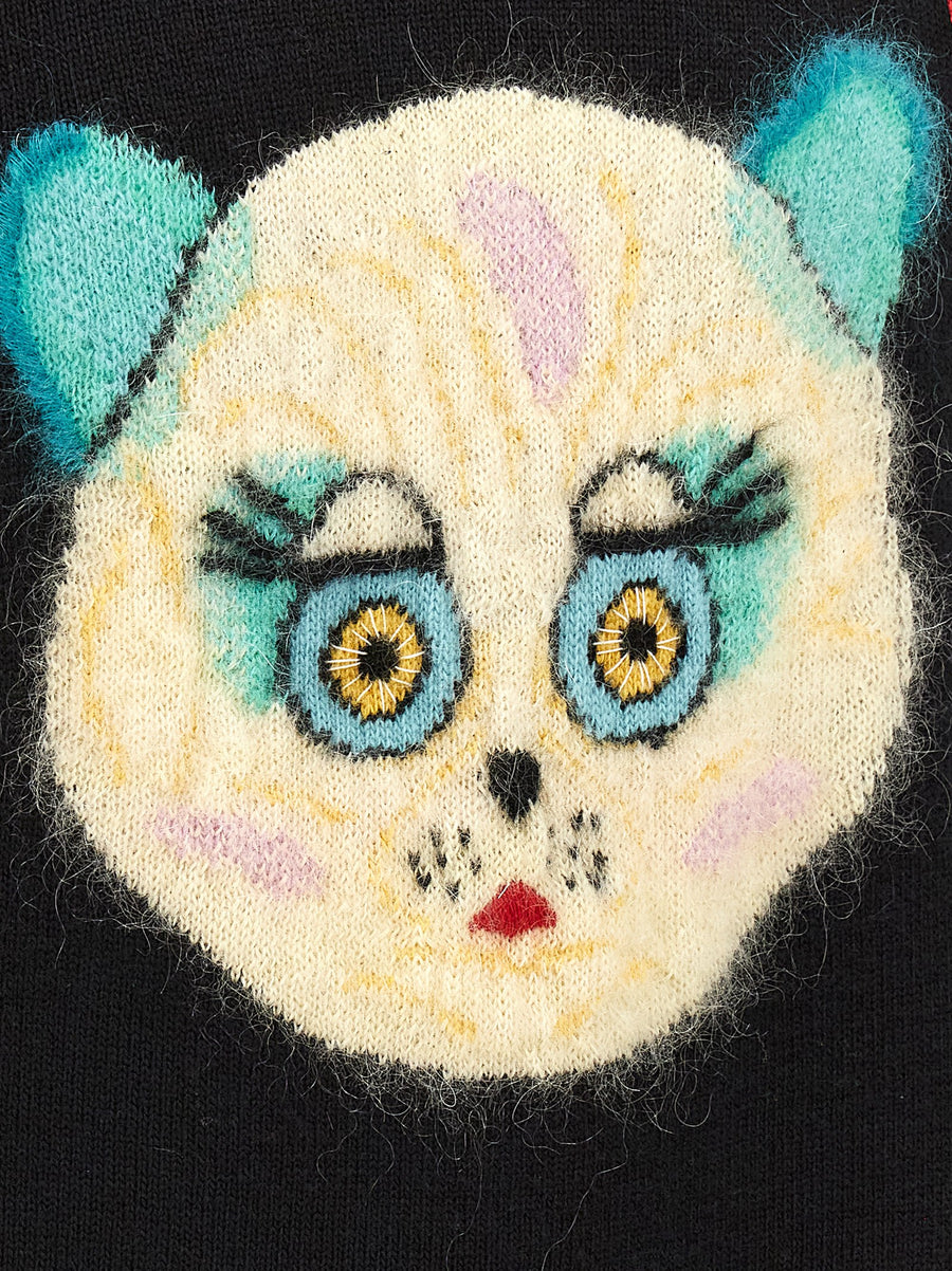 Valentino Garavani Le Chat De La Maison Embroidered Sweater For Men Front And Back Embroidery Premium Crew Neck