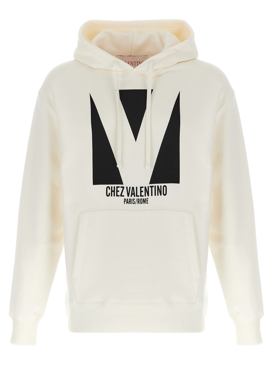 Valentino Garavani Hoodie Oversized White Cotton Men