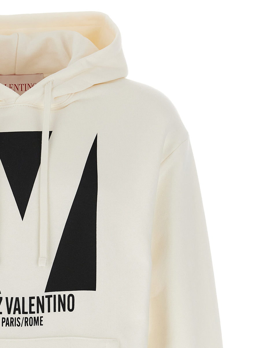 Valentino Garavani Hoodie Oversized White Cotton Men