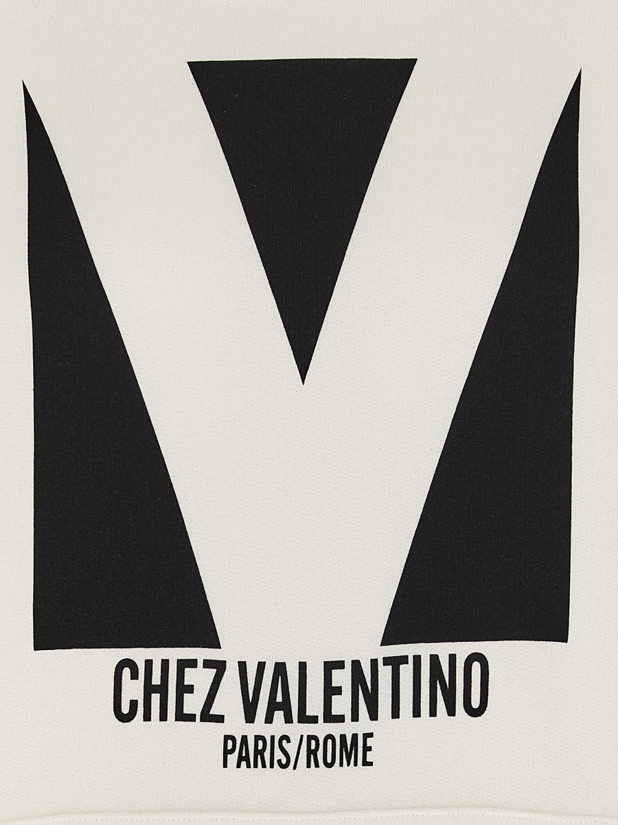 Valentino Garavani Hoodie Oversized White Cotton Men