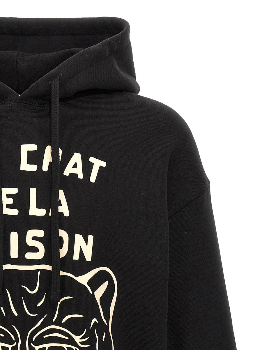 Valentino Garavani Hoodie Luxurious Brushed Cotton For Men With Cat Print And Relaxed Fit