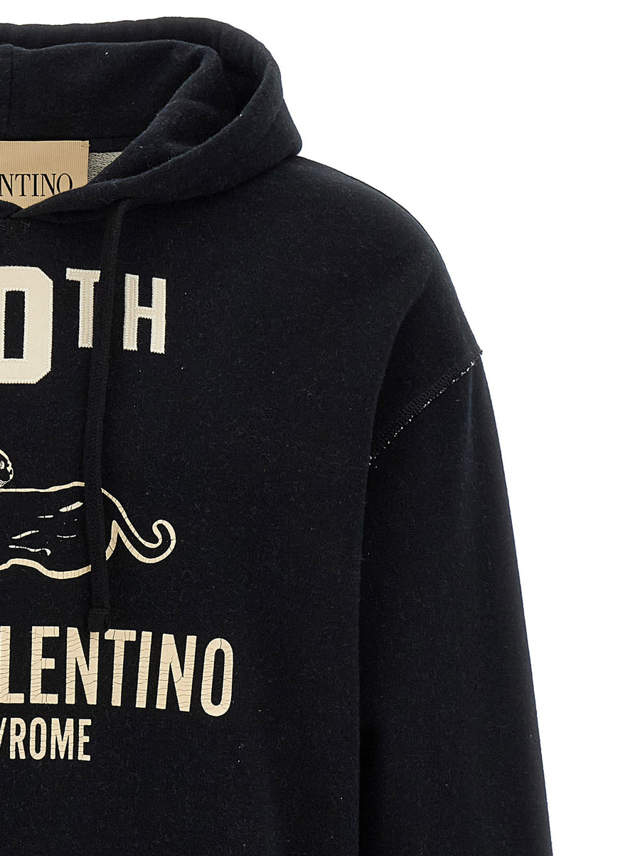 Valentino Garavani Hoodie Front Print Chest Patch Premium Cotton for Men Streetwear Everyday Comfort
