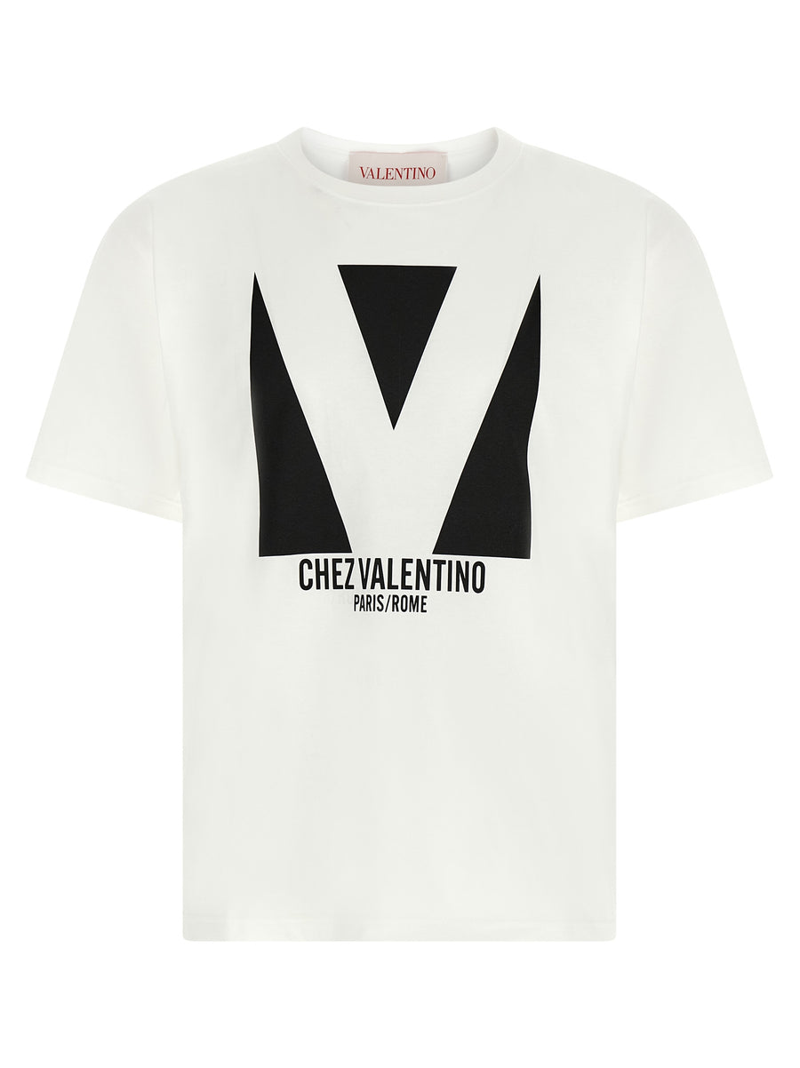 Valentino Garavani Chez Valentino T Shirt for Men Luxury Cotton Crew Neck Minimalist Streetwear