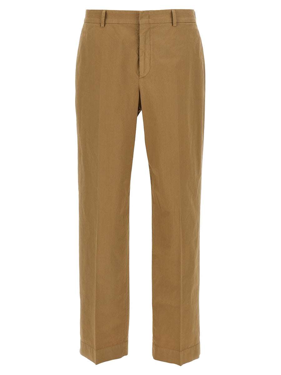 Cellar Door Nuv Pants Beige Stretch Cotton Trousers For Women With Elastic Waistband Everyday Comfort