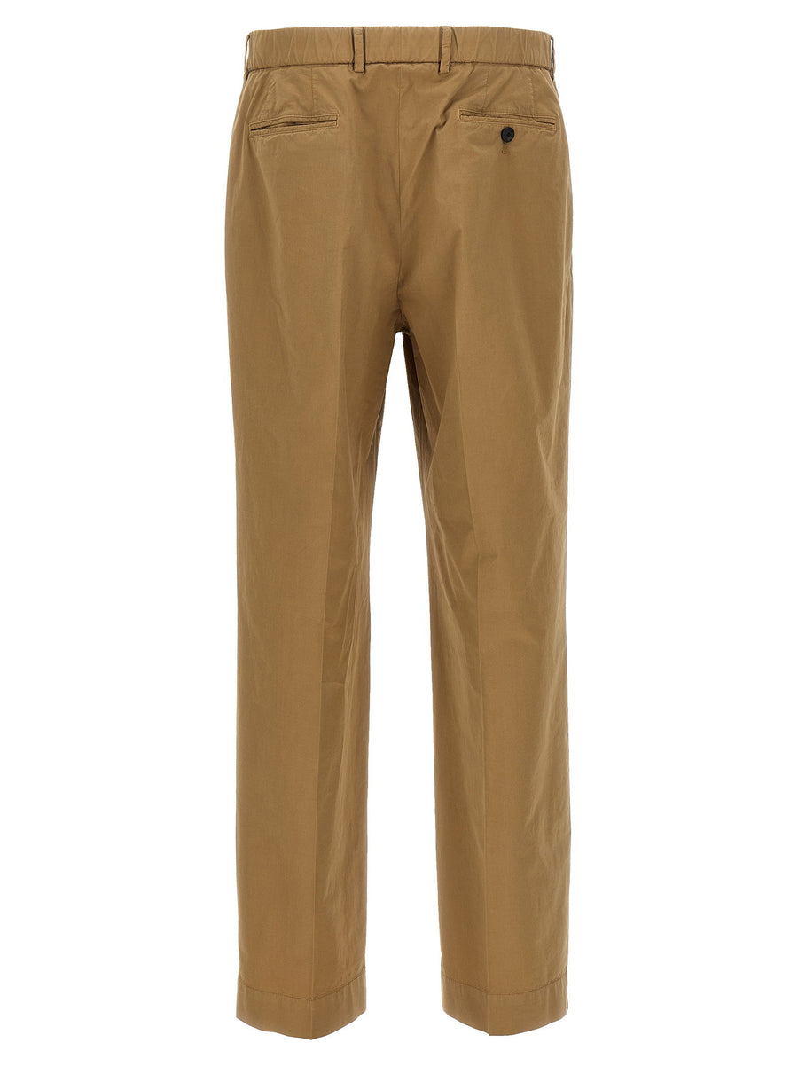 Cellar Door Nuv Pants Beige Stretch Cotton Trousers For Women With Elastic Waistband Everyday Comfort