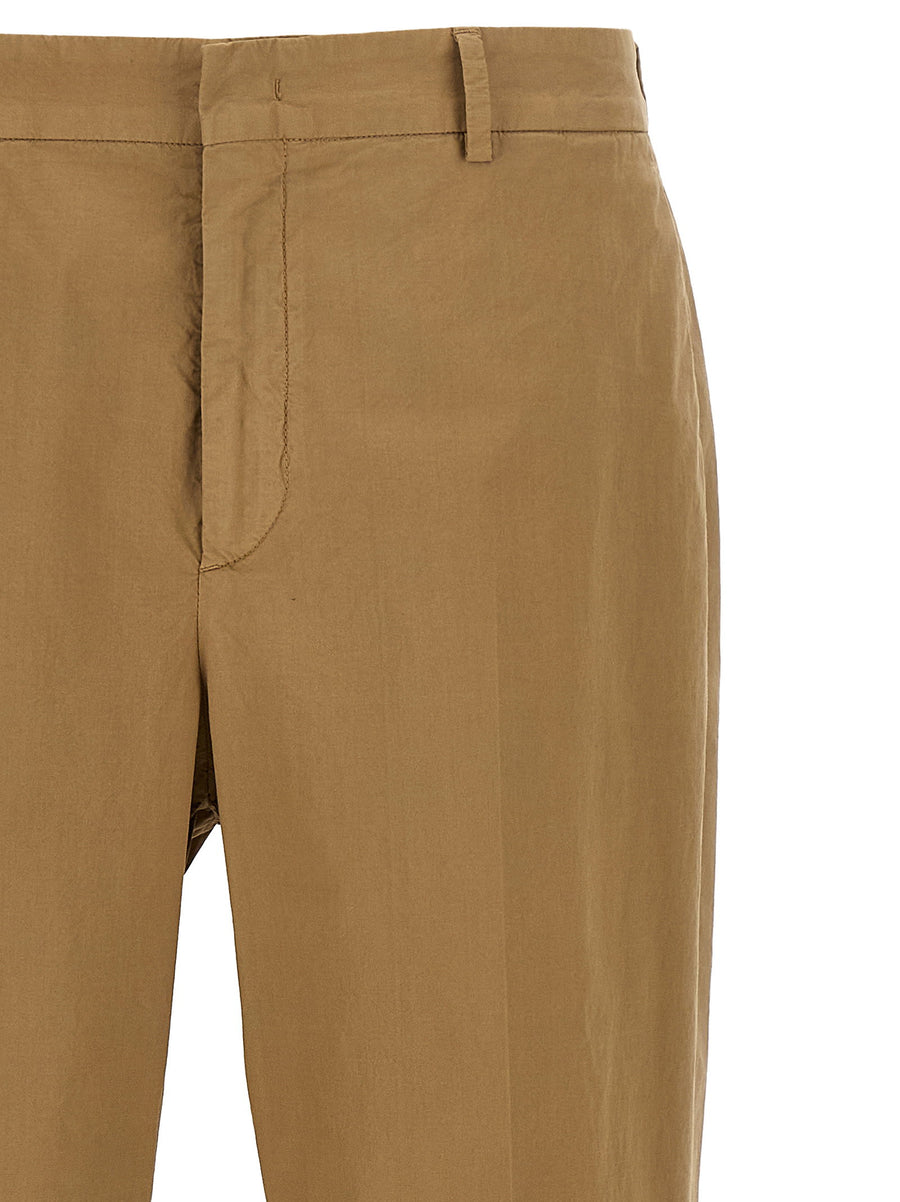 Cellar Door Nuv Pants Beige Stretch Cotton Trousers For Women With Elastic Waistband Everyday Comfort