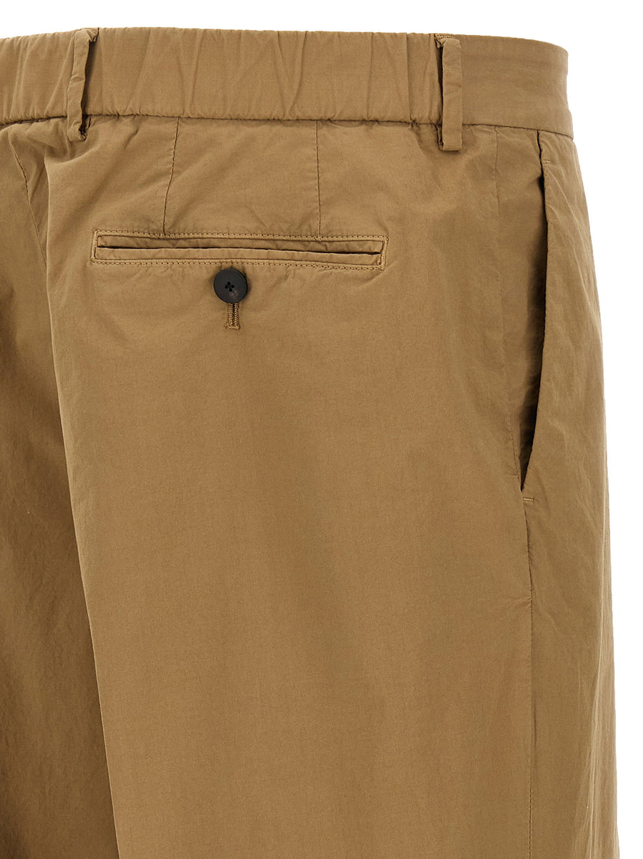 Cellar Door Nuv Pants Beige Stretch Cotton Trousers For Women With Elastic Waistband Everyday Comfort