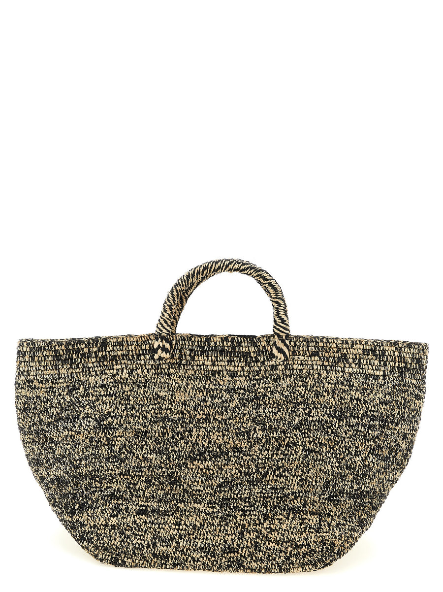 Ibeliv Handcrafted Raffia Shopping Bag Two Tone White Black For Women With Magnetic Closure And Cotton Lining