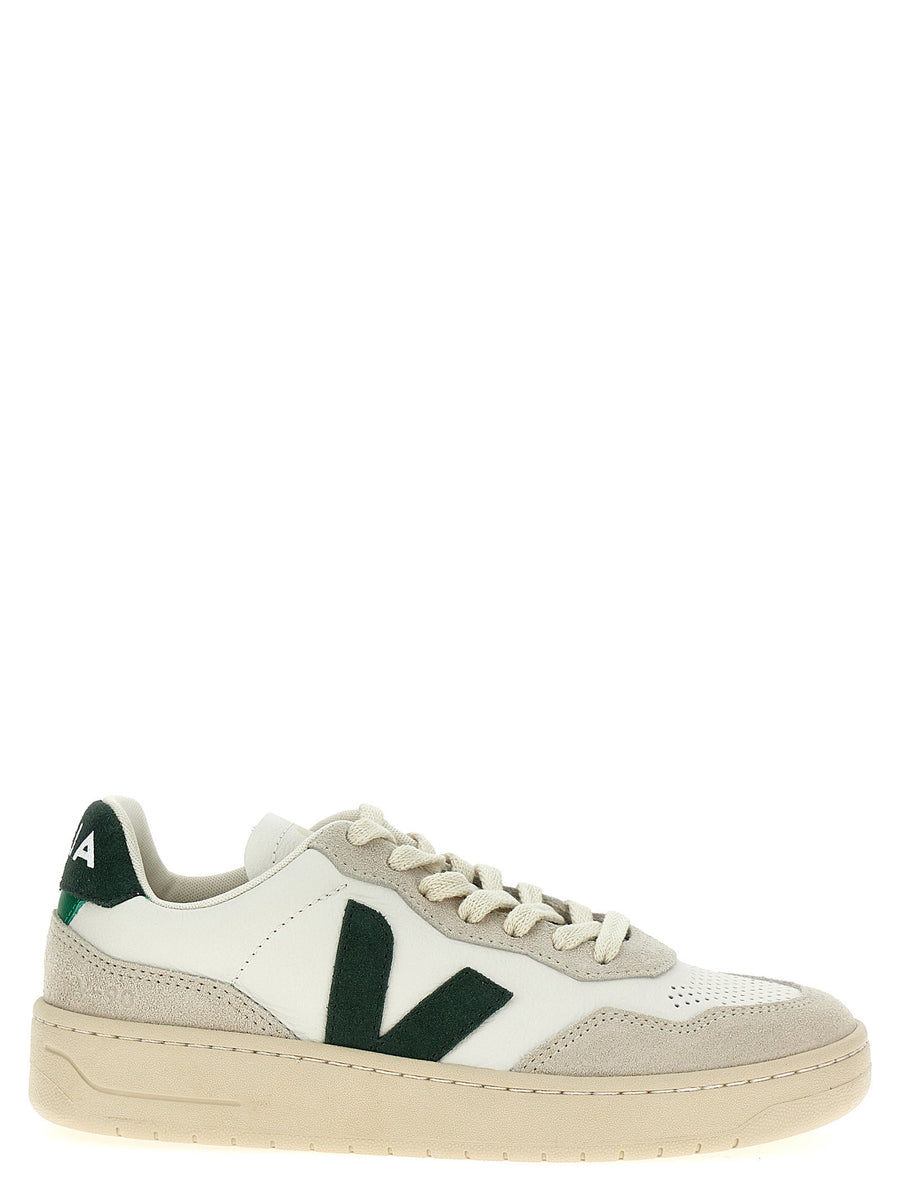 Veja V-90 Sneakers For Women Durable Green Leather With Suede Accents All Day Comfort