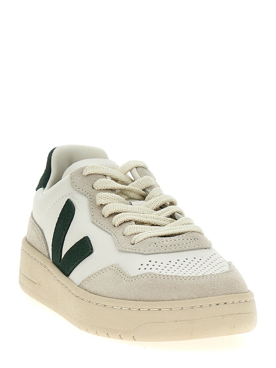 Veja V-90 Sneakers For Women Durable Green Leather With Suede Accents All Day Comfort