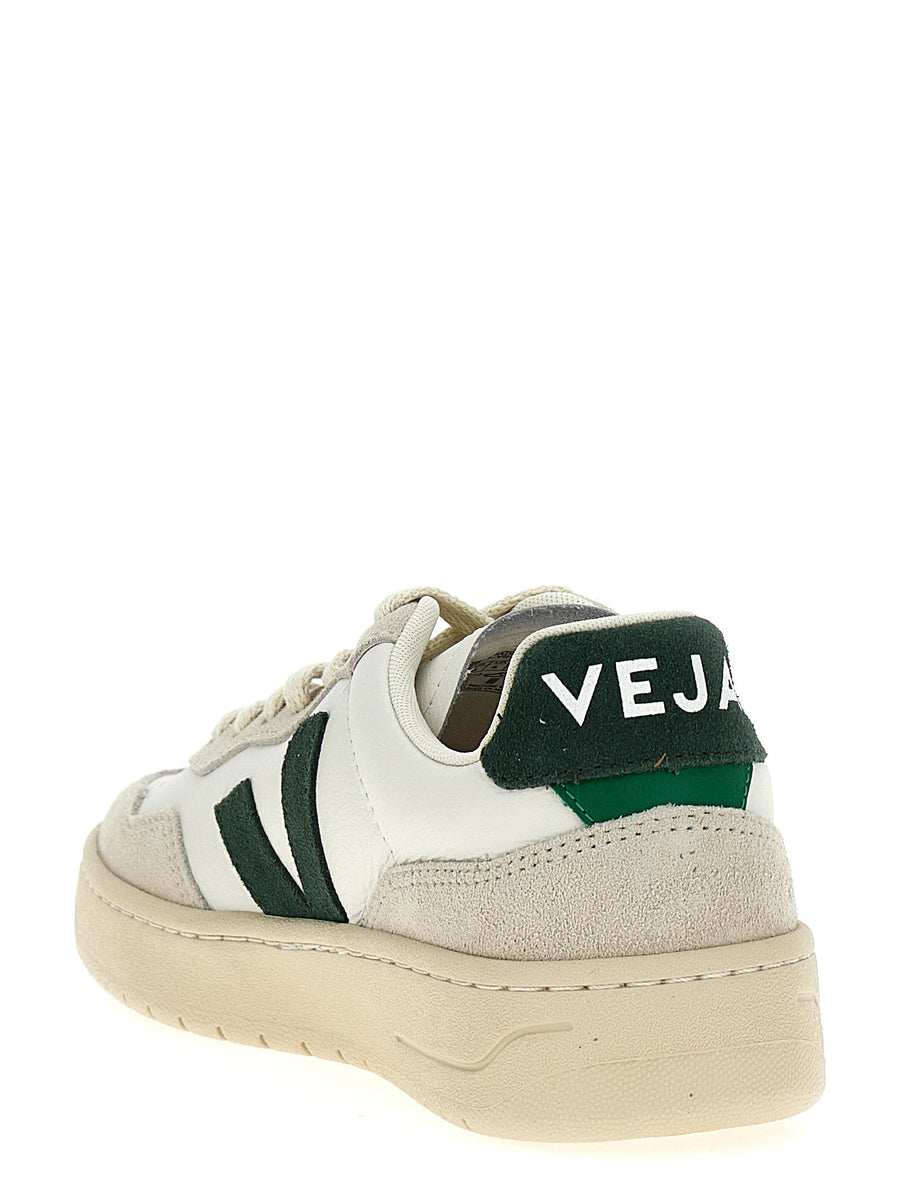 Veja V-90 Sneakers For Women Durable Green Leather With Suede Accents All Day Comfort