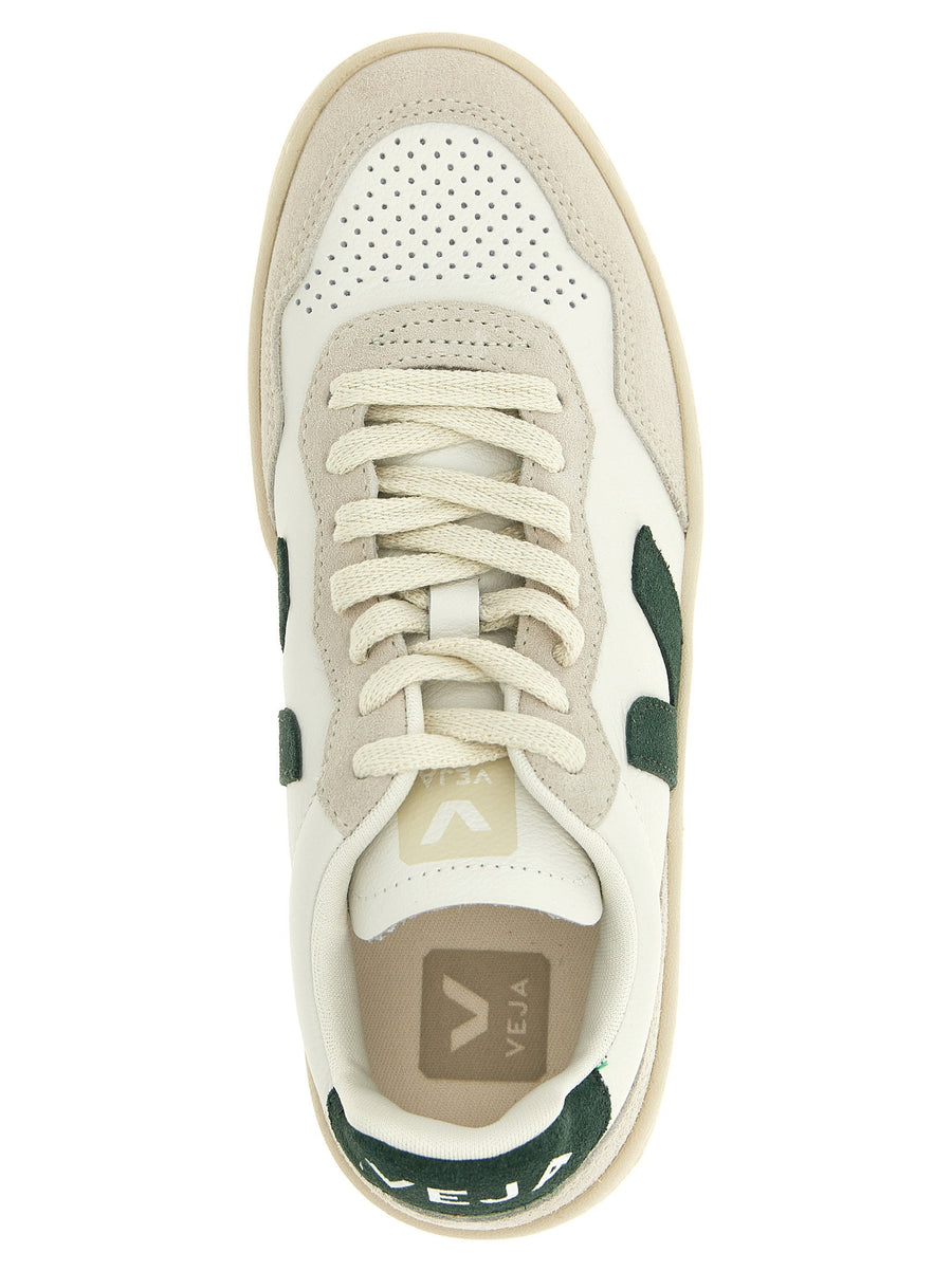 Veja V-90 Sneakers For Women Durable Green Leather With Suede Accents All Day Comfort