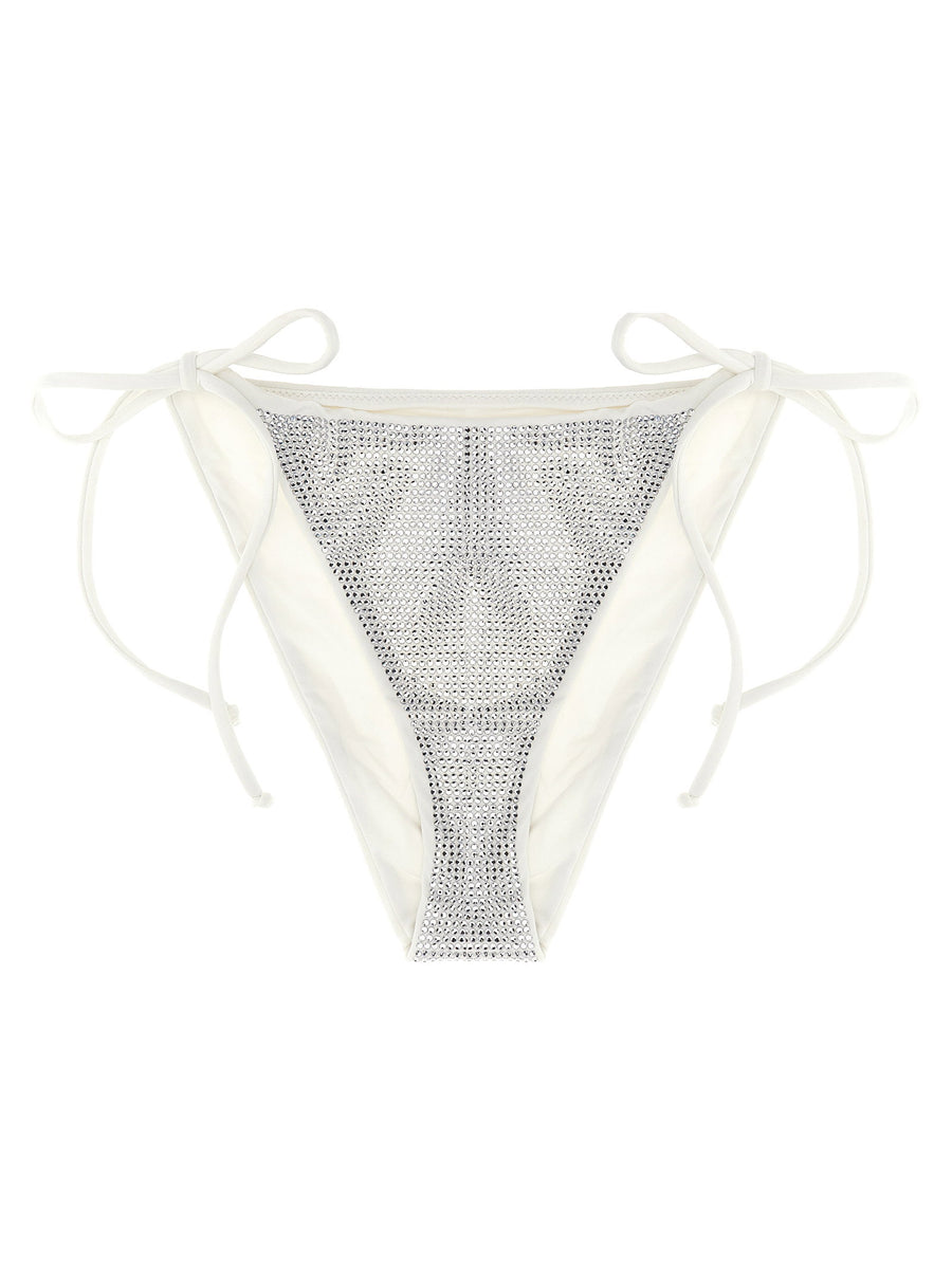 Mc2 Saint Barth Virgo High Cut Bikini Bottoms White Rhinestone Side Lace