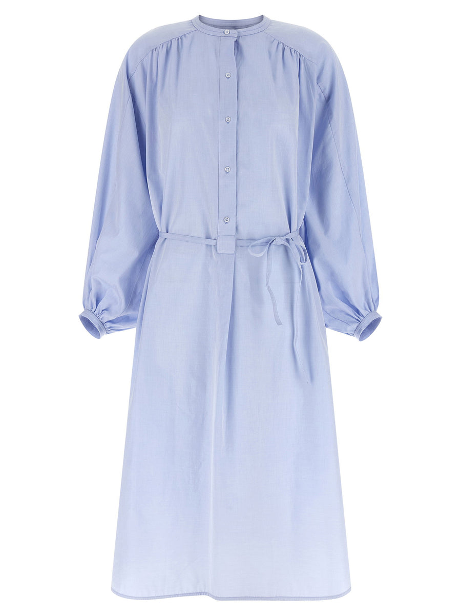 Loulou De Saison Vitti Dress Light Blue Cotton Midi With Button Front For Women Elegant Everyday
