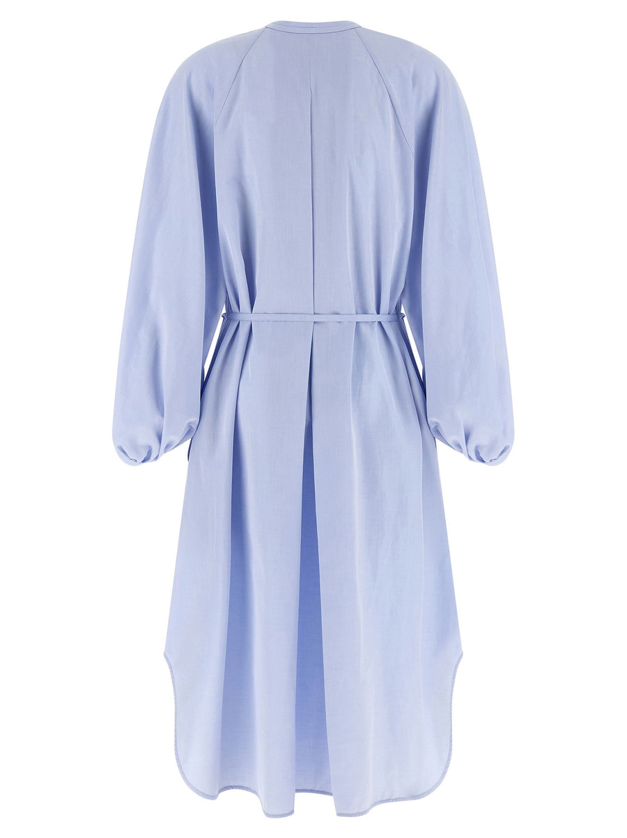 Loulou De Saison Vitti Dress Light Blue Cotton Midi With Button Front For Women Elegant Everyday
