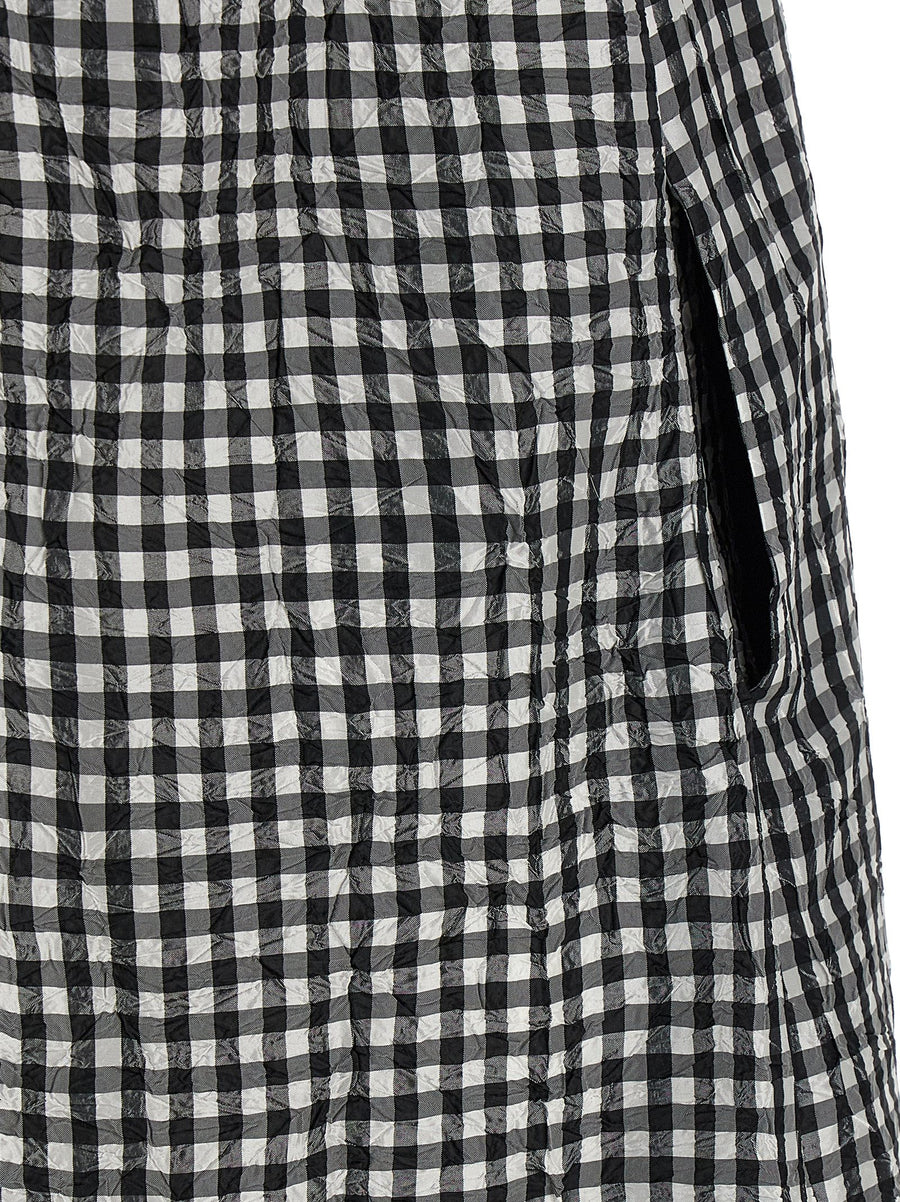 Ganni Crinkled Check Long Dress