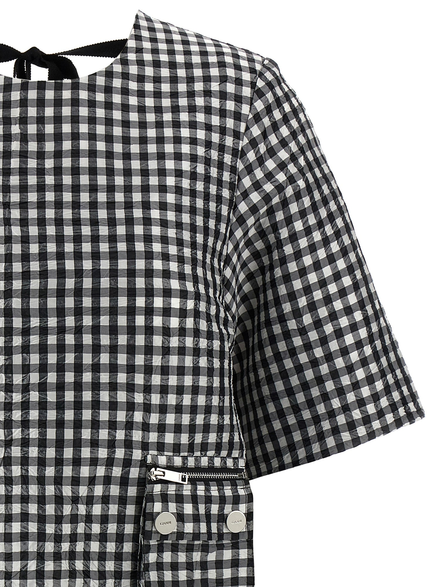 Ganni Crinkled Check Mini Dress
