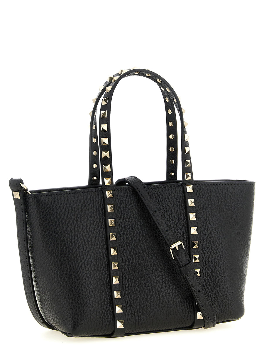 Valentino Garavani Rockstud Mini Shopping Bag Hammered Calfskin Leather For Women City Chic