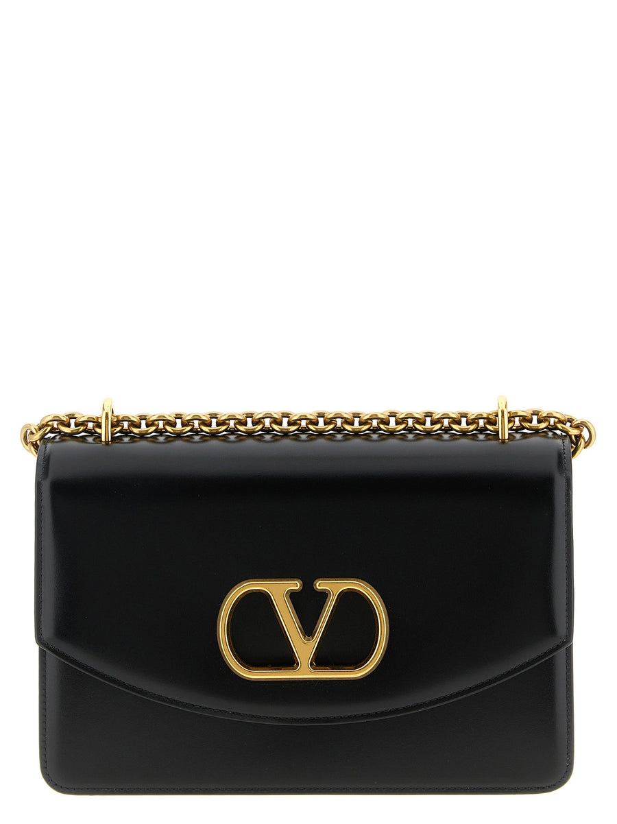 Valentino Garavani Vain Shoulder Bag For Women Black Calfskin Leather Luxury Compact Crossbody