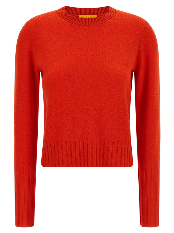Guest In Residence Cashmere Sweater For Women Red Shrunken Crew Neck Ultra Soft Luxury Knit