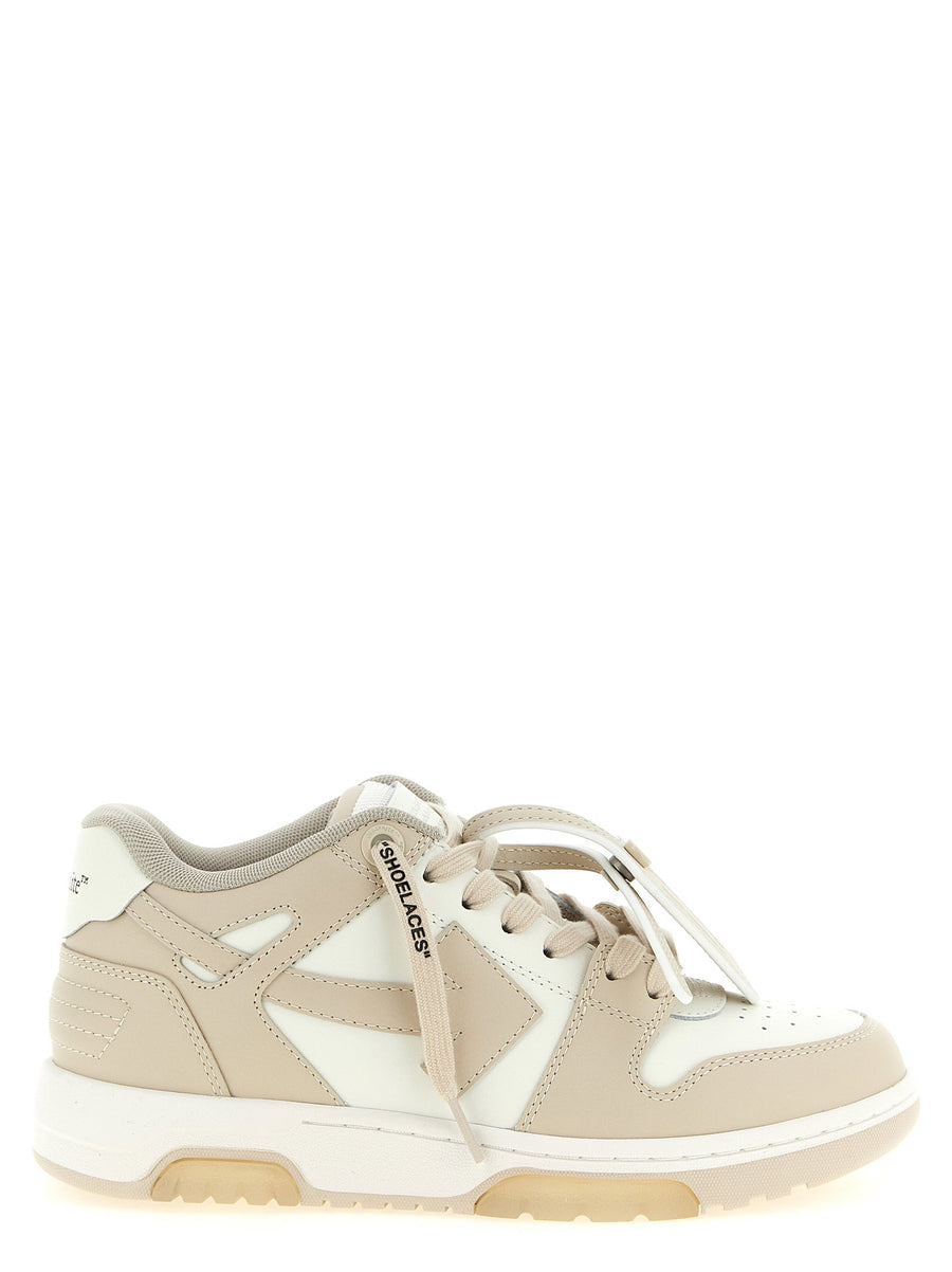 Off White Out Of Office Sneakers Beige Calfskin Leather Low Top