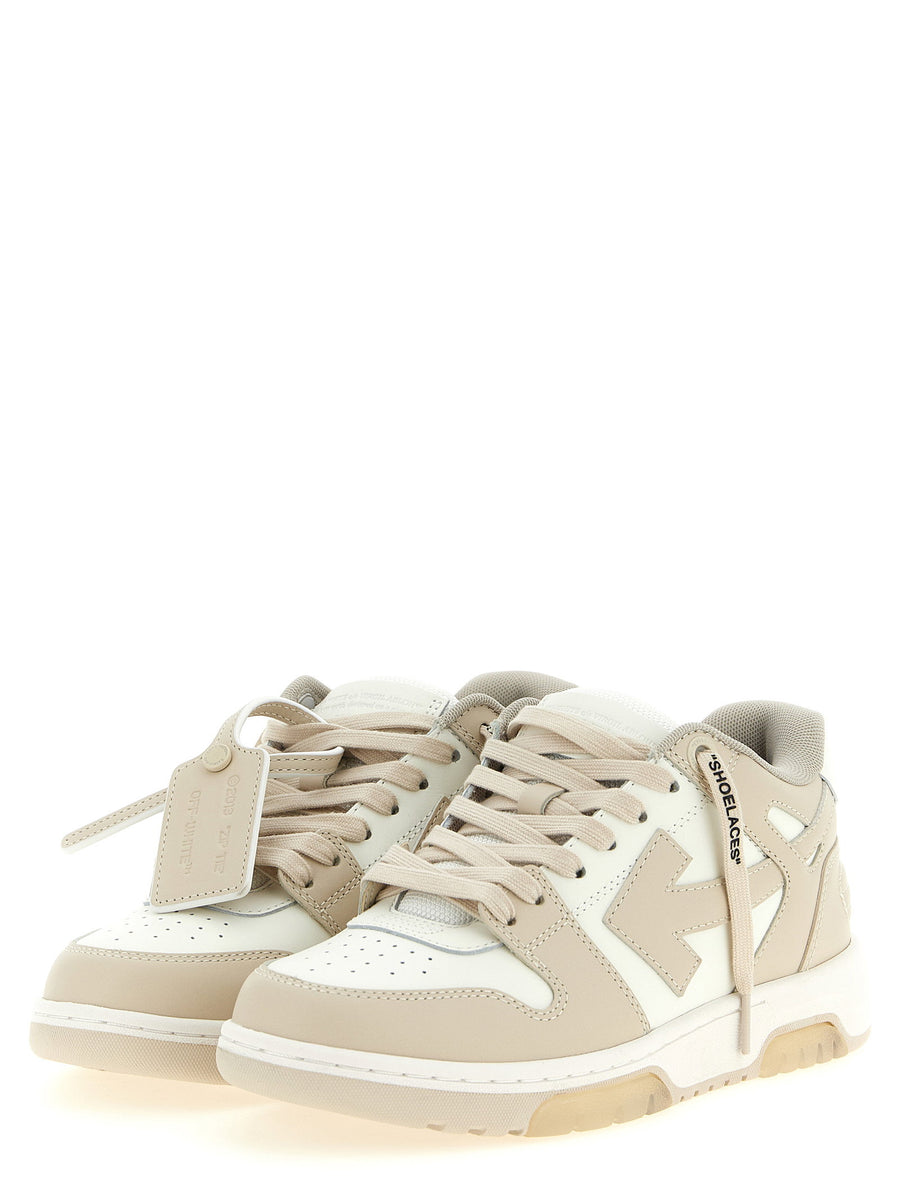 Off White Out Of Office Sneakers Beige Calfskin Leather Low Top