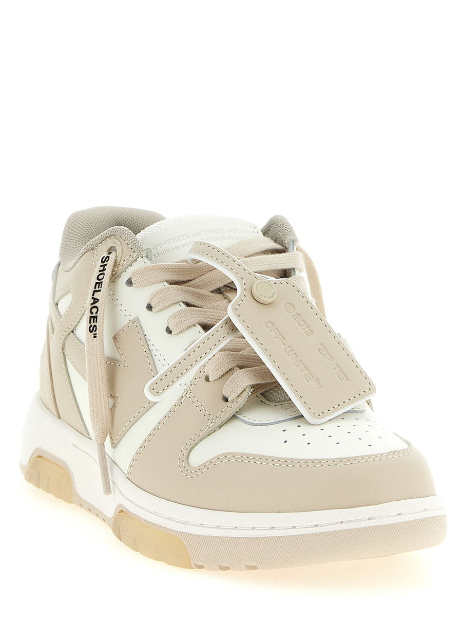 Off White Out Of Office Sneakers Beige Calfskin Leather Low Top