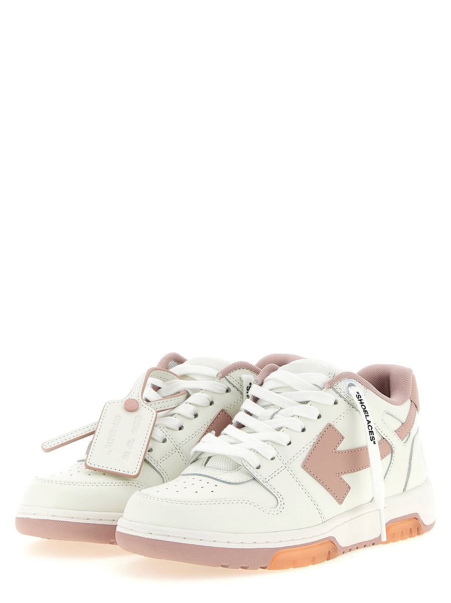 Off White Out Of Office Pink Calfskin Leather Sneakers For Women