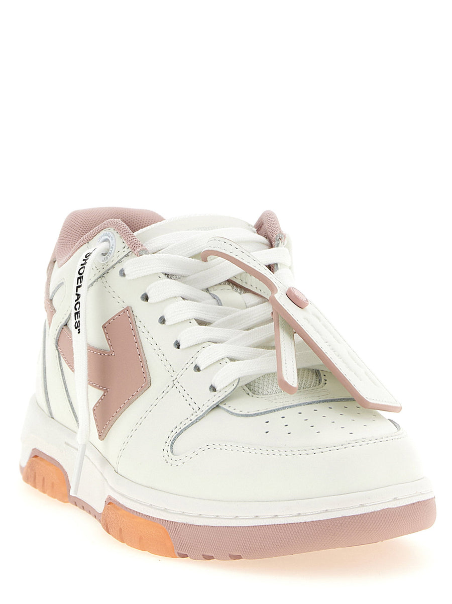 Off White Out Of Office Pink Calfskin Leather Sneakers For Women